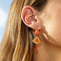 Victorian Coral Fly And 14K Gold Dangle Earrings