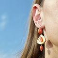 Victorian Coral Fly And 14K Gold Dangle Earrings