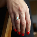 Victorian Opal And Rose Cut Diamond Cluster 14k Gold Ring