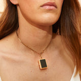 Victorian Bloodstone And Onyx Rectangular 14K Gold Locket