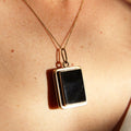Victorian Bloodstone And Onyx Rectangular 14K Gold Locket