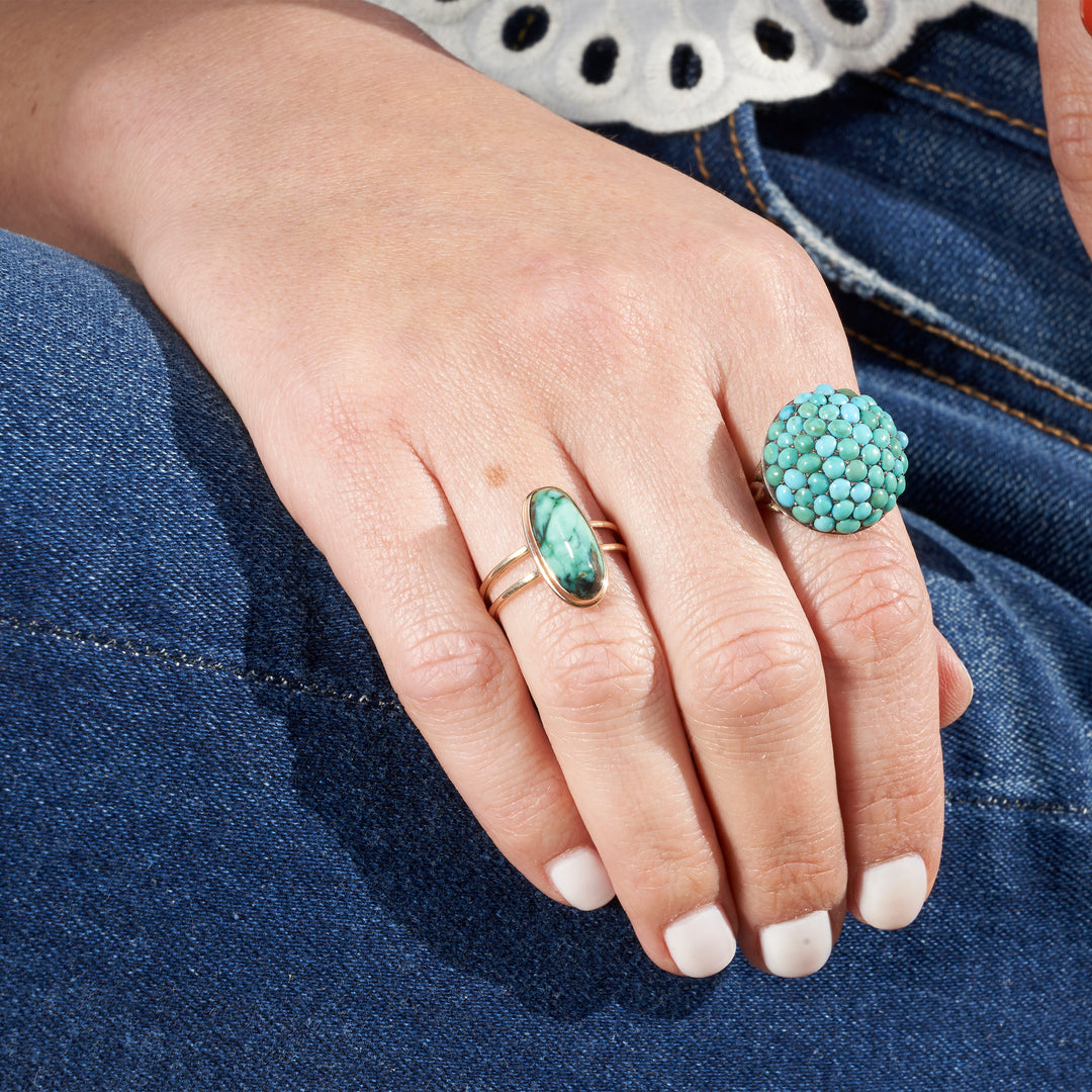 Turquoise And Yellow Gold Ring
