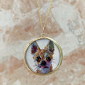 The F&B Custom Hand-Painted Pet Portrait Necklace With Rose Cut Sapphires
