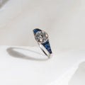 Art Deco 1.50 Carat Diamond and Sapphire Platinum Ring