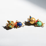 Italian Cat Green Glass And 18k Gold Pendant