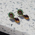 Garnet And Emerald 14k Gold Earrings