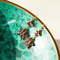 Garnet And Pearl Floral Dangle Earrings