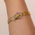 Victorian Sapphire, Diamond, 14k Gold Mesh Buckle Bracelet