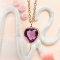 Amethyst Heart and Pearl 14k Gold Pendant