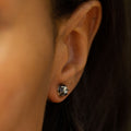 Old Mine Cut Diamond, Silver, and 14K Gold Stud Earrings