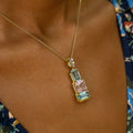 Aquamarine, Kunzite, Diamond, and 14k Gold Pendant