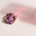 Large Oval Amethyst and 14k Gold Cocktail Ring