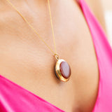 Victorian Agate, Onyx, and 14k Gold Round Locket