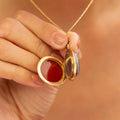 Victorian Agate, Onyx, and 14k Gold Round Locket