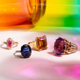 Large Oval Amethyst and 14k Gold Cocktail Ring