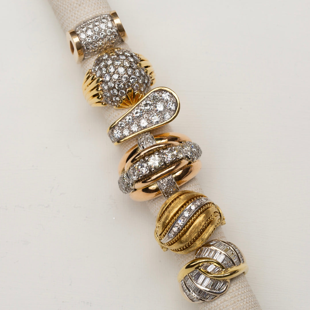 Diamond Pavé, 18k Gold, and Platinum Bombe Cocktail Ring