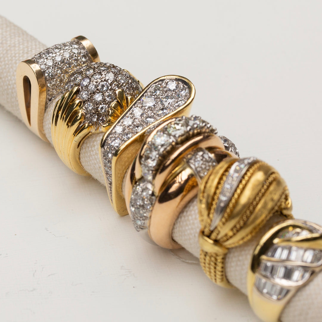 Diamond Pavé, 18k Gold, and Platinum Bombe Cocktail Ring