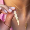 English Foldable Knife 9k Gold Charm