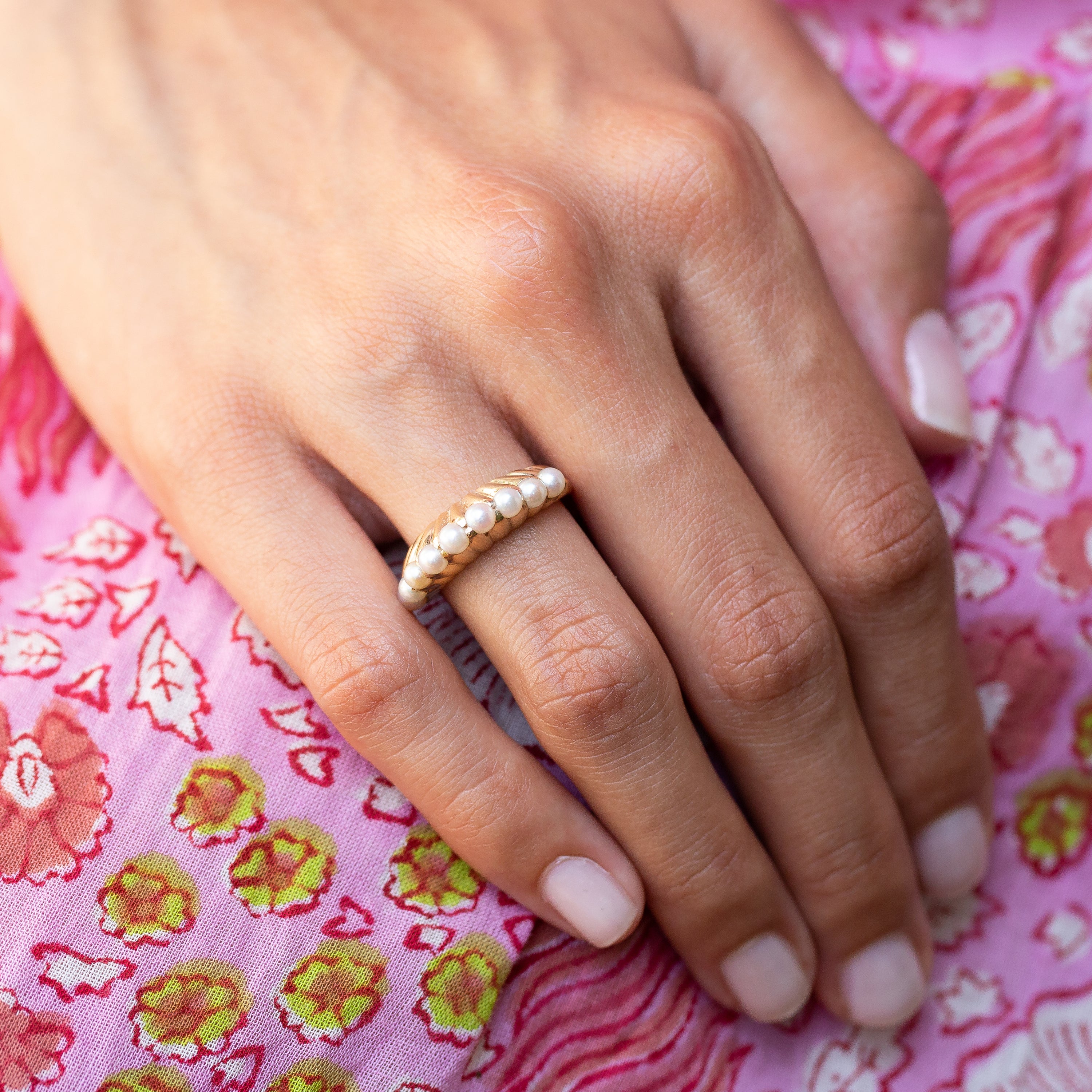 Sculptural Pearl and 14k Gold Ring