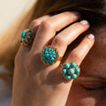 Turquoise And Roped 14K Yellow Gold Ring