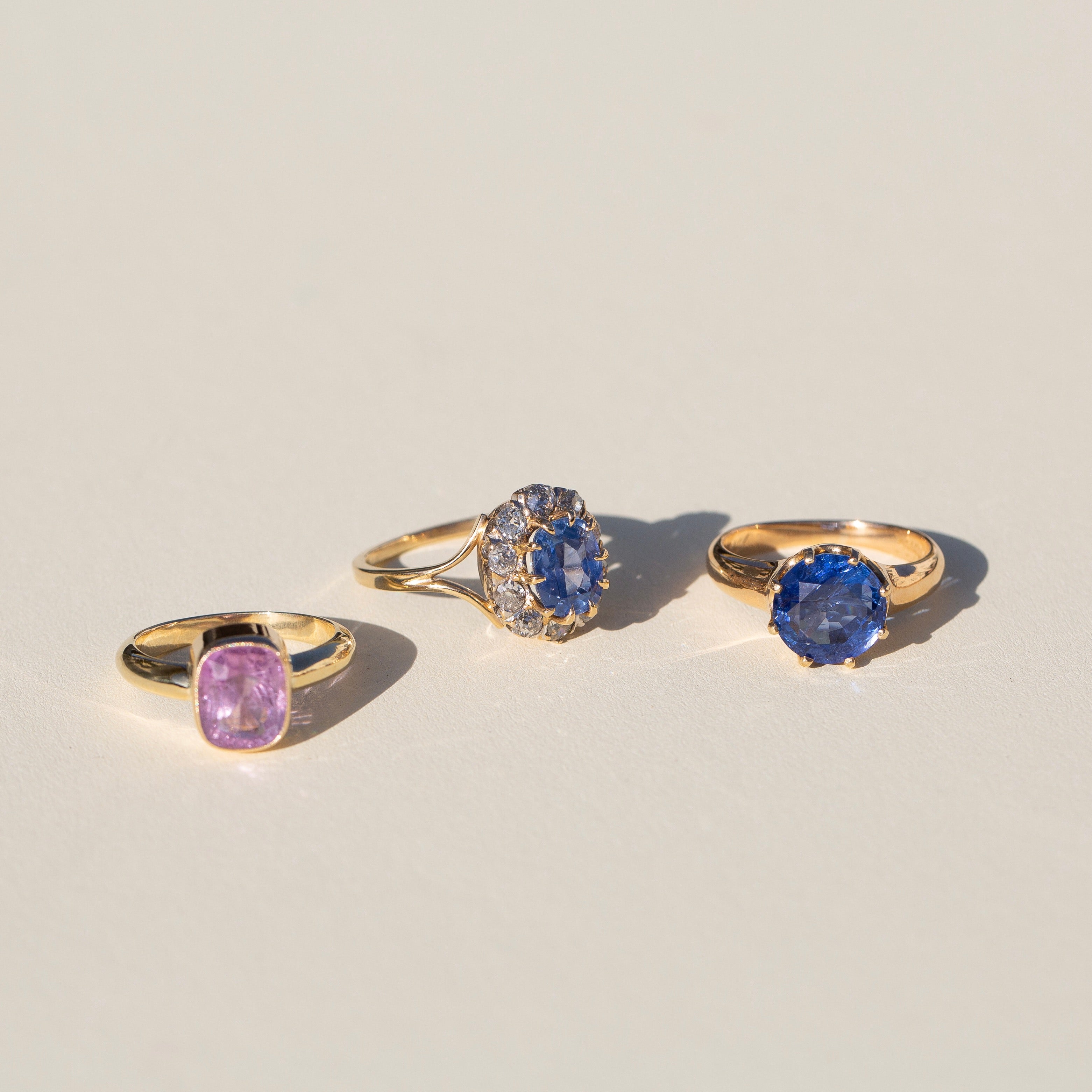 Victorian 2.37 Carat Sapphire, Diamond, And 14k Gold Cluster Ring