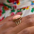 Angel Skin Coral and 14k Gold Ring
