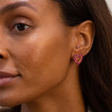 Burma Ruby and 14k Gold Heart-Shaped Earrings