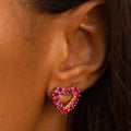 Burma Ruby and 14k Gold Heart-Shaped Earrings