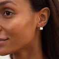 Wide 14k Gold Huggie Hoop Earrings