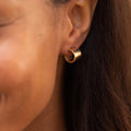 Wide 14k Gold Huggie Hoop Earrings