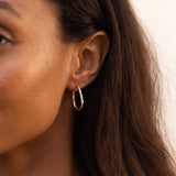 Roped Oval 14k Gold Hoop Earrings
