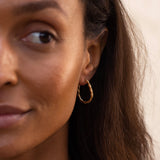 Roped Oval 14k Gold Hoop Earrings