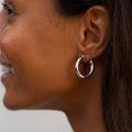 Rounded 14k White Gold Hoop Earrings