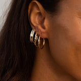 Roped Oval 14k Gold Hoop Earrings