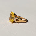 Asscher Cut 11.84 Carat Yellow Sapphire and Diamond Ring