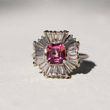 Mid-Century Pink Tourmaline, Diamond, and Platinum Ballerina Ring