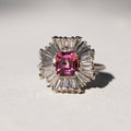 Mid-Century Pink Tourmaline, Diamond, and Platinum Ballerina Ring