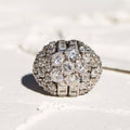 Mid-Century Diamond and Platinum Bombé Dome Ring