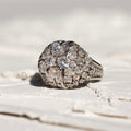 Mid-Century Diamond and Platinum Bombé Dome Ring
