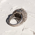 Mid-Century Diamond and Platinum Bombé Dome Ring