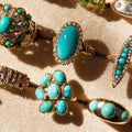 English Turquoise Cluster and 9k Gold Ring