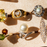 Edwardian Baroque Pearl, Diamond, and Platinum Ring