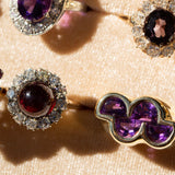 Victorian Garnet and Old Mine Cut Diamond Cluster Ring