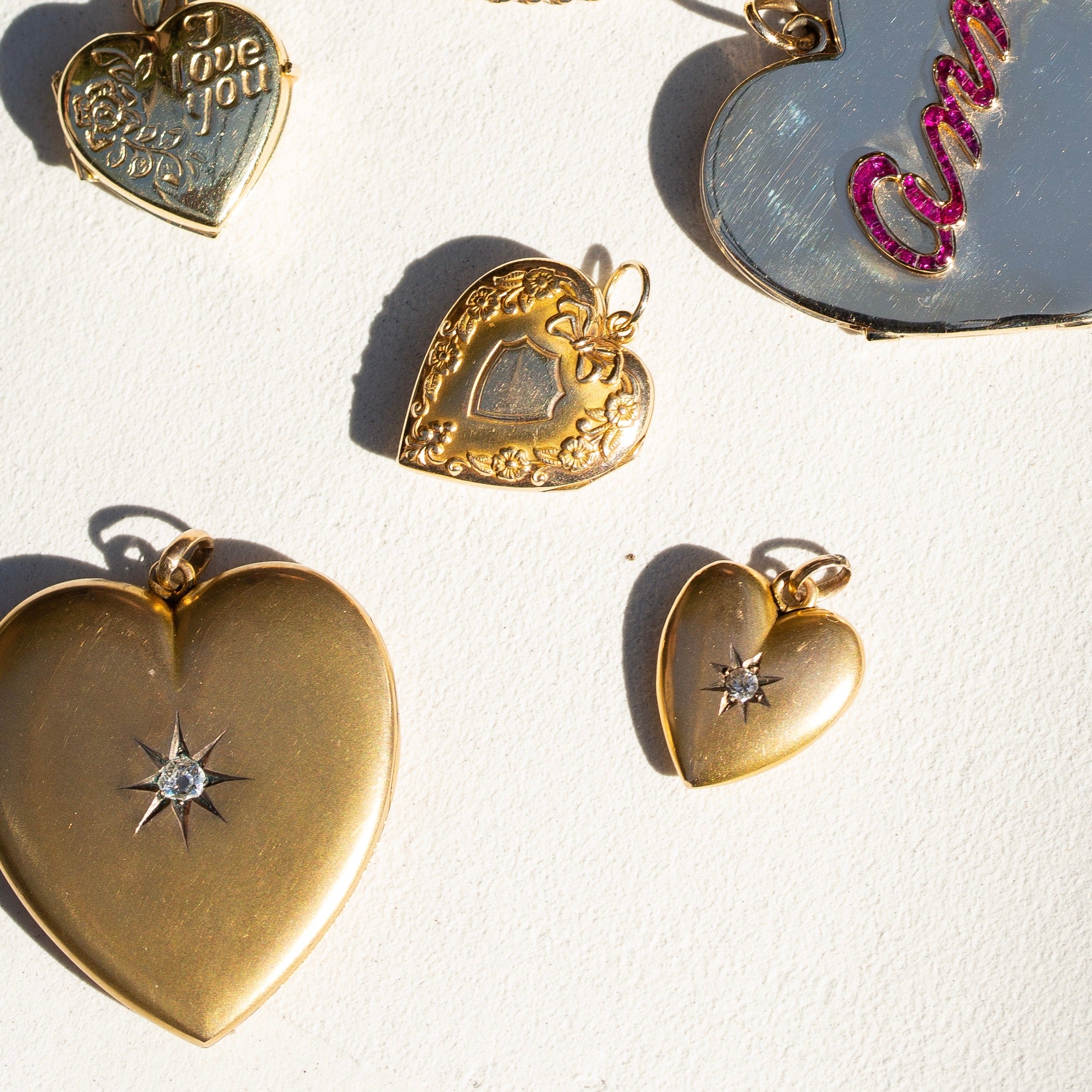 Victorian Diamond Starburst and 12K Gold Heart Locket