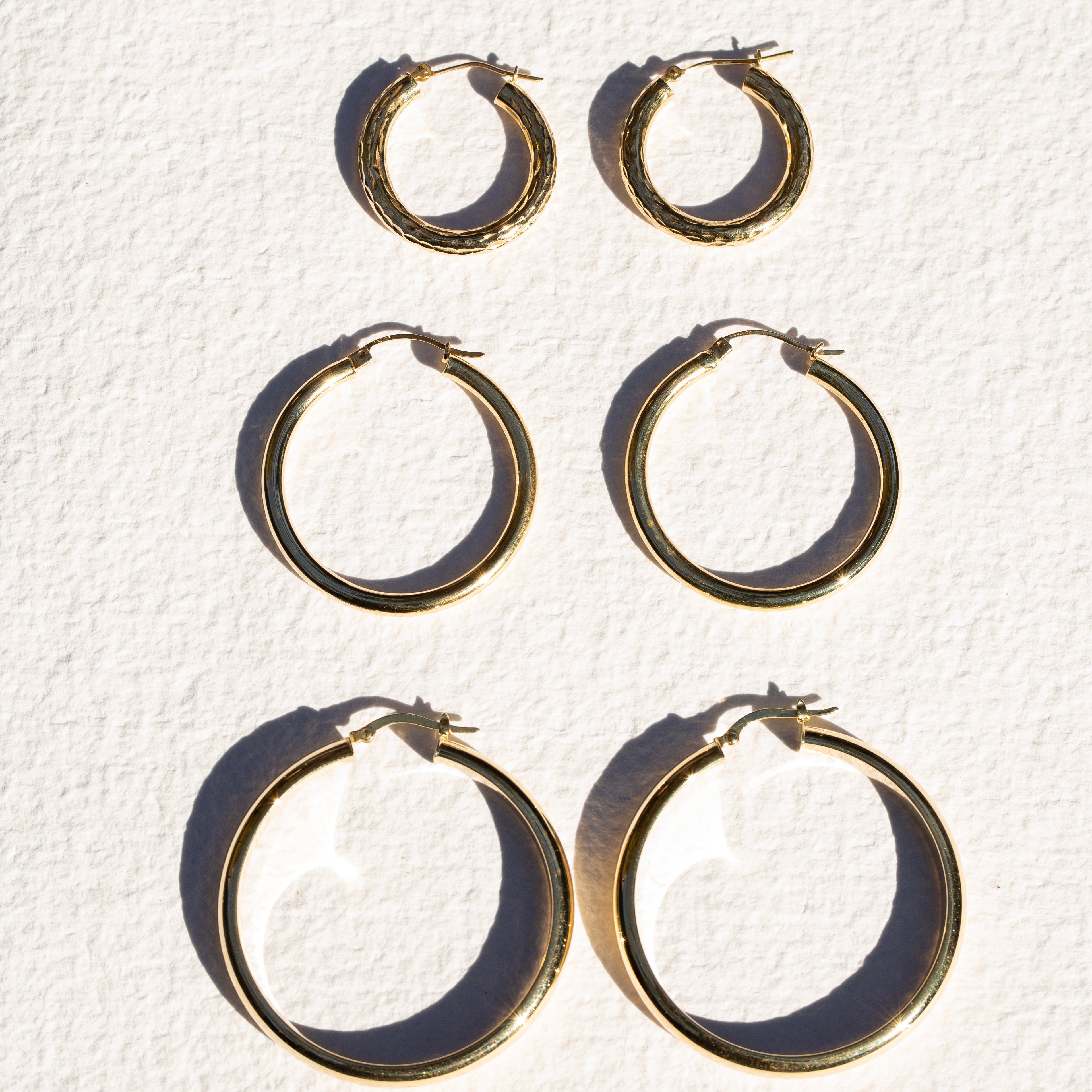 Hammered 1-Inch 14k Gold Hoop Earrings