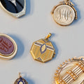 Octagonal Enamel and 18k Gold Locket