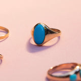 Blue Turquoise and 14k Gold Ring