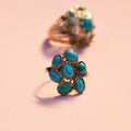 English Turquoise Cluster and 9k Gold Ring