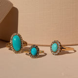 Turquoise and Diamond 14k Gold Cluster Ring