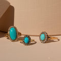 Turquoise and Diamond 14k Gold Cluster Ring